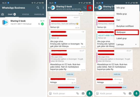 cara mengubah wallpaper setiap chat Whatsapp agar berbeda